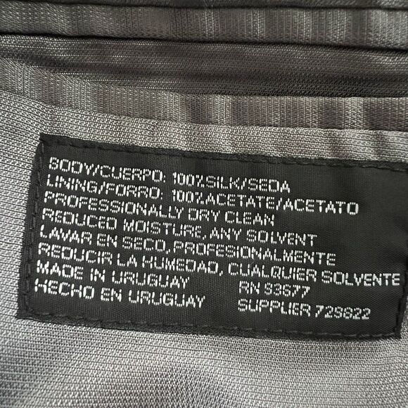 J. Ferrar Black 100% Silk 3 Button Satin Lined Blazer Sport Coat - Size 42R - Picture 10 of 11